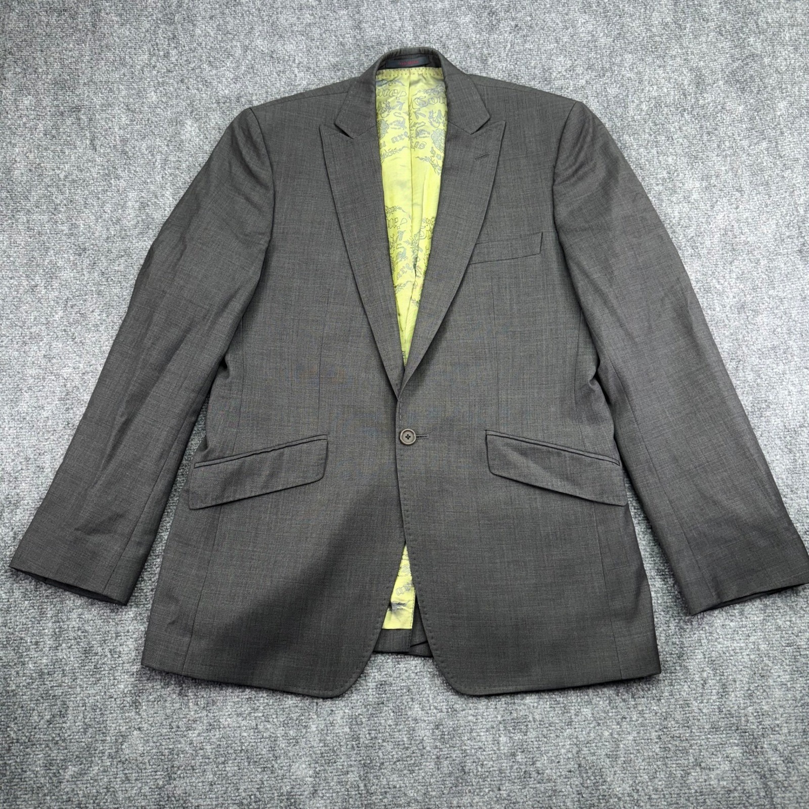 Ted Baker Blazer Mens Gray Jacket 40 R Modern Fit Peak Lapel Suit Jacket